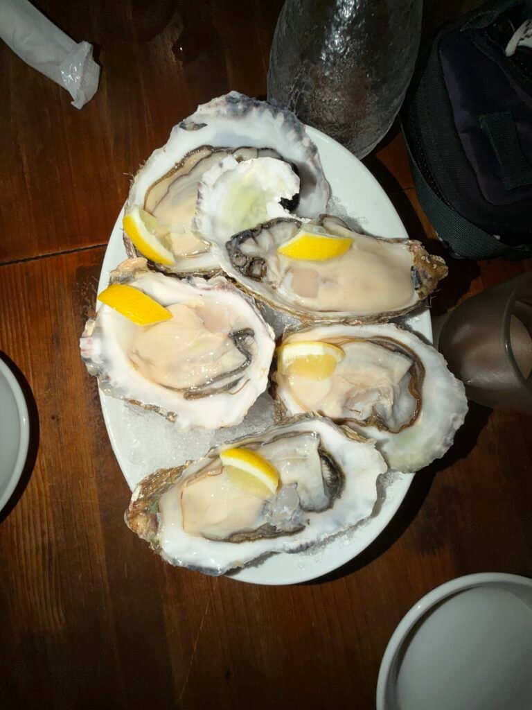 Plate of fresh oysters with lemon