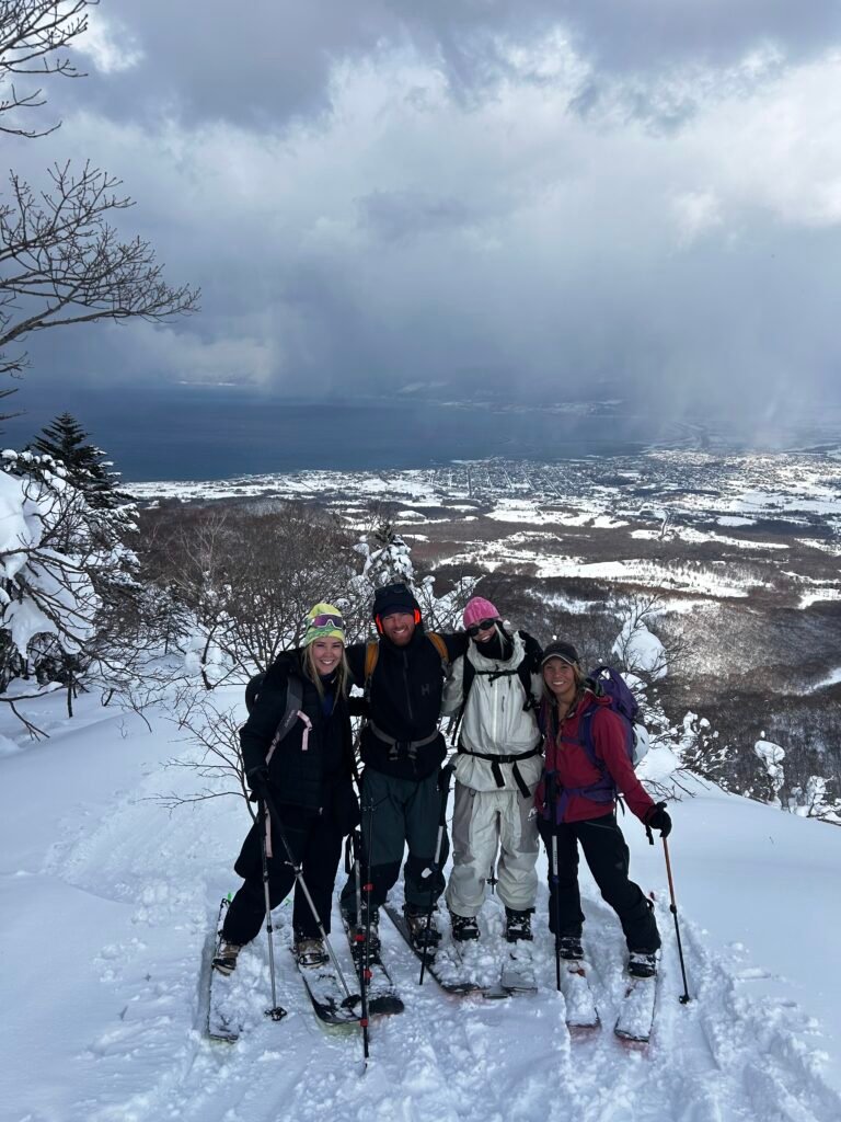 Group of friends on the backcountry tour above Iwanai