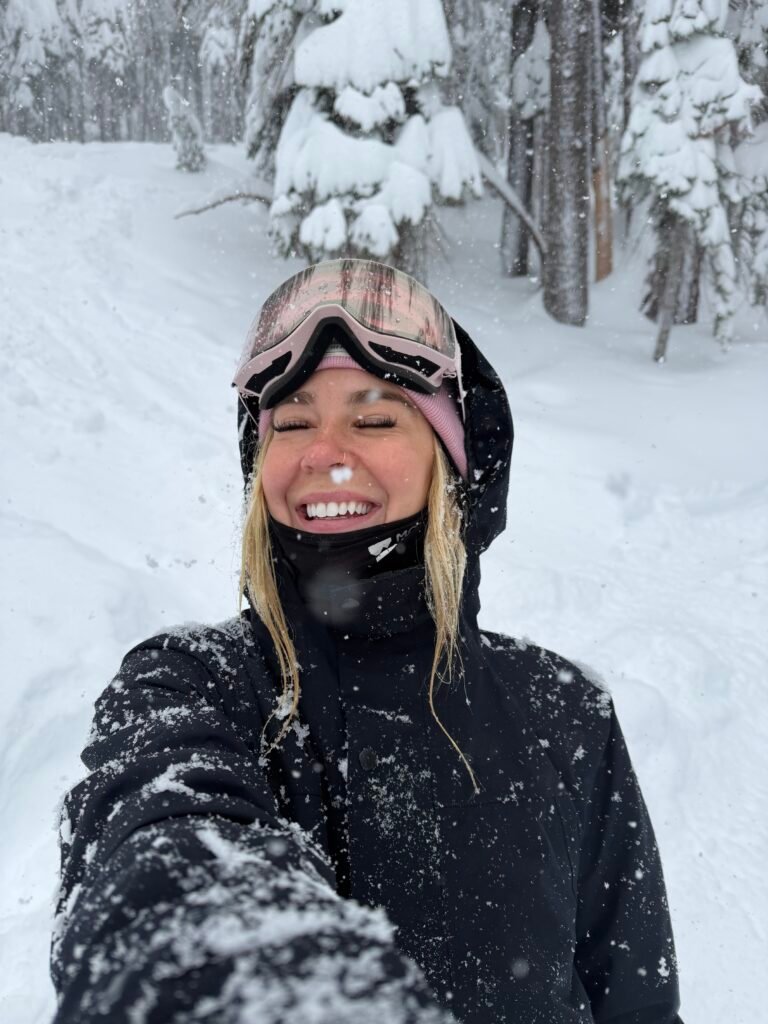 Snowy selfie in the trees at Mammoth