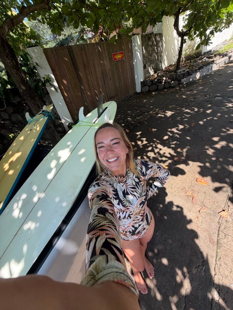 Selfie with rental surfboards in El Zonte