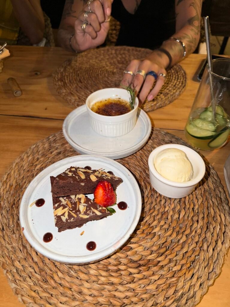Chocolate dessert and coffee in El Salvador