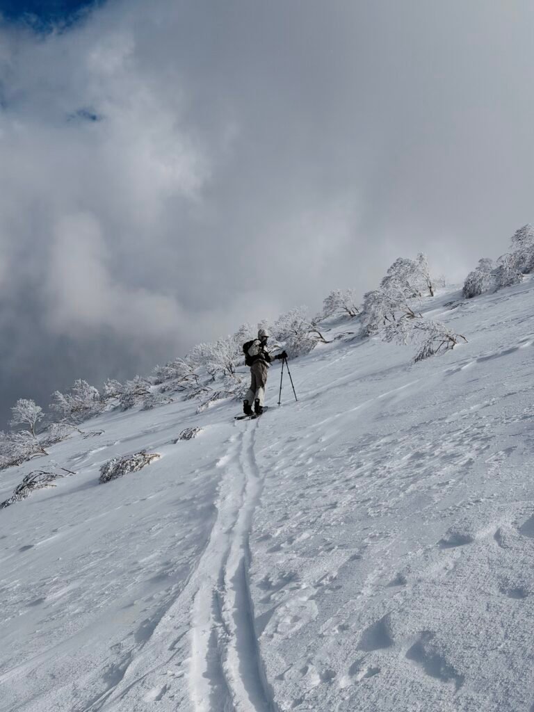 Skin track leading up the abandoned ski resort near Iwanai