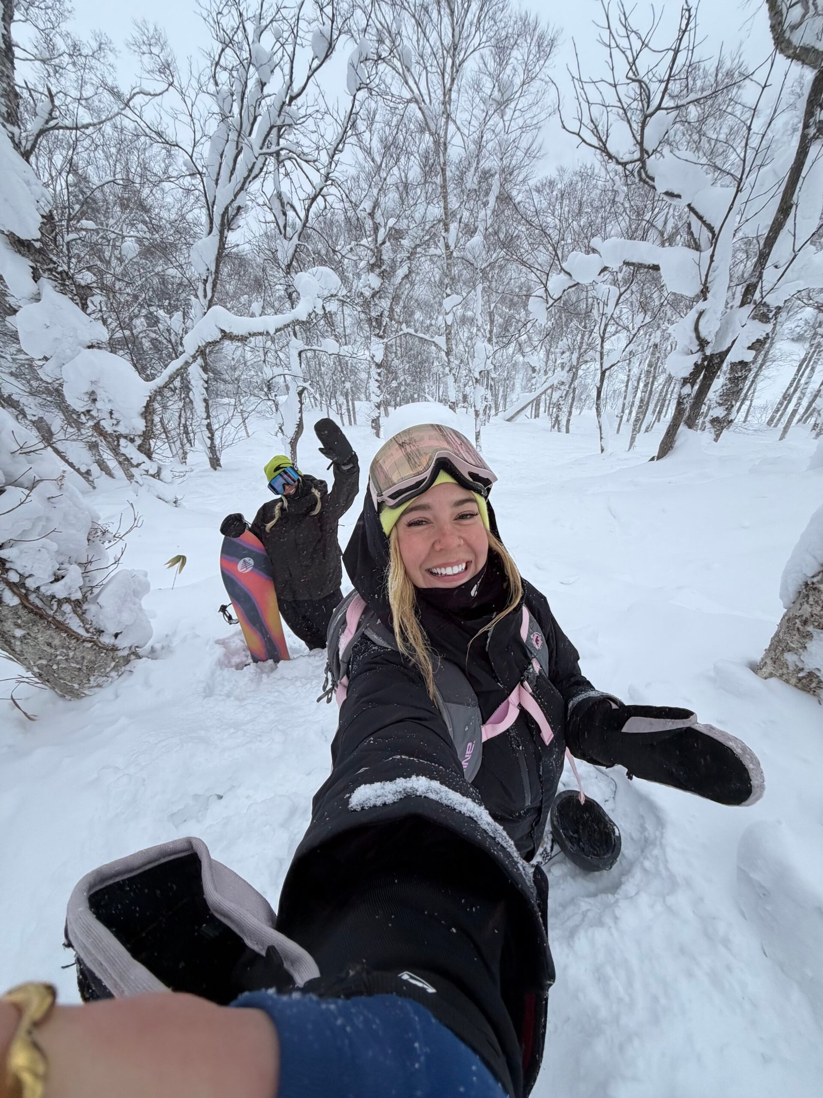 Grinning in deep tree powder at Rusutsu