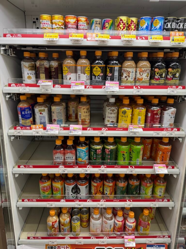 Wall of drinks at a convenience store