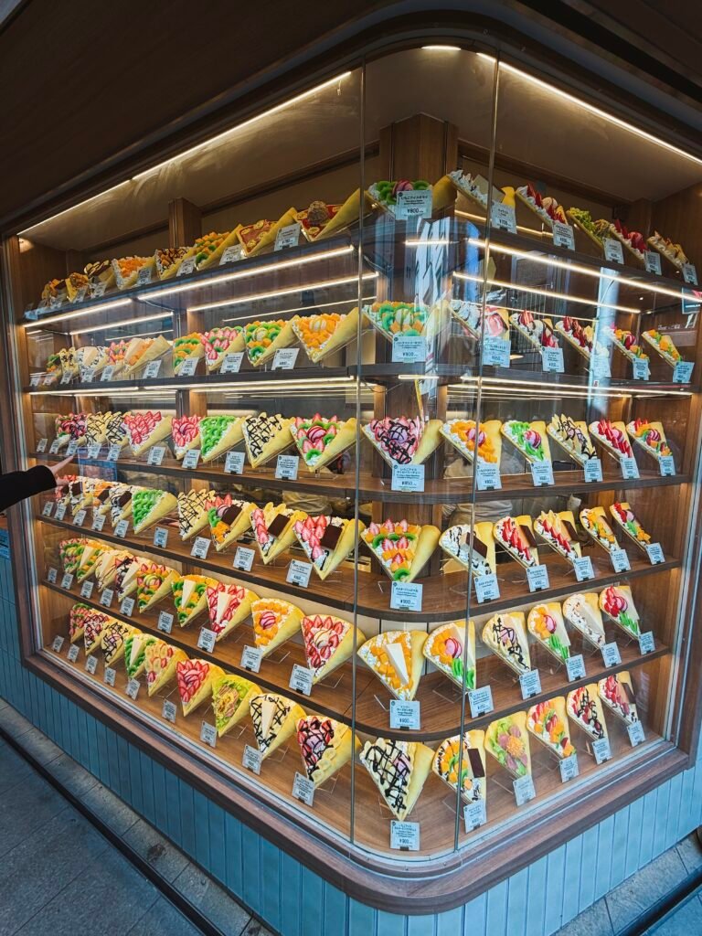 Crepe display case in Tokyo