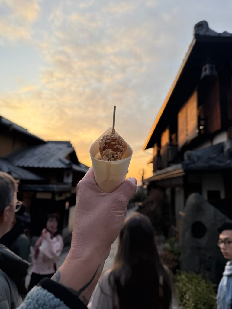 Street snack on a stick in Kyoto