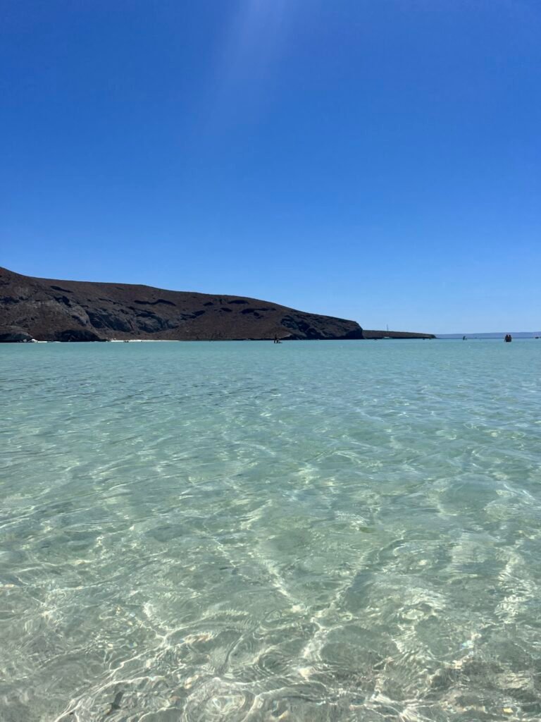 Clear, shallow turquoise water at Balandra Beach, La Paz