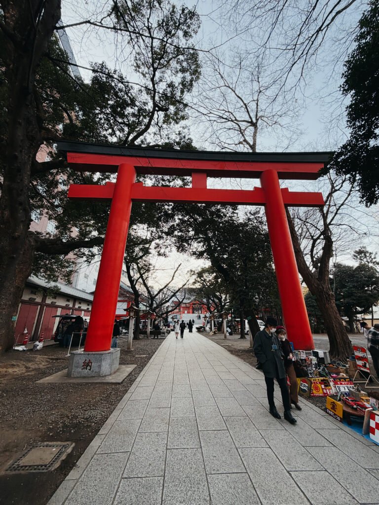 Red torii gate at a shrine in Tokyo